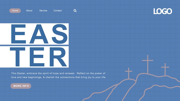 वेक्टर easter day minimalist landing page template