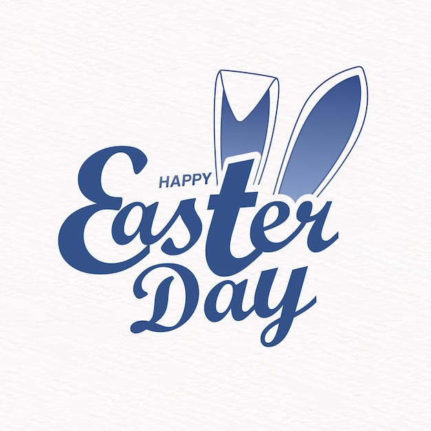 イースターの日ポスター バナー Happy Easter Day タイポグラフィ ロゴニーモニックウサギの耳付き