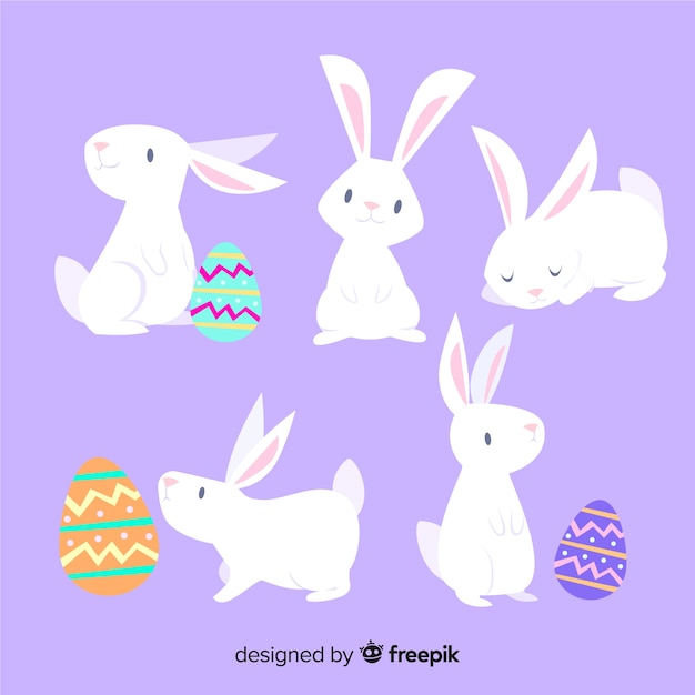 Vector easter day rabbit collection