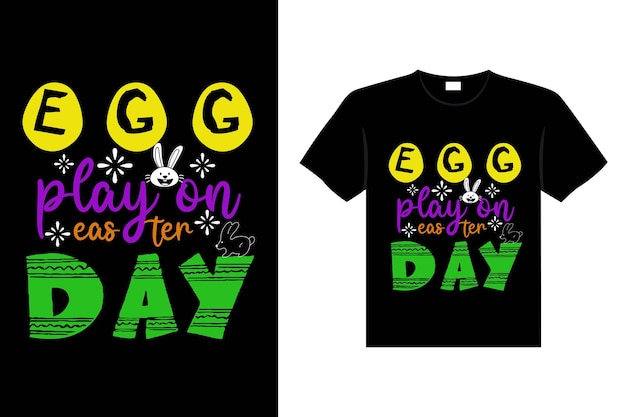 Easter day typography egg lettering t-shirt design holiday greeting cute bunny vector art