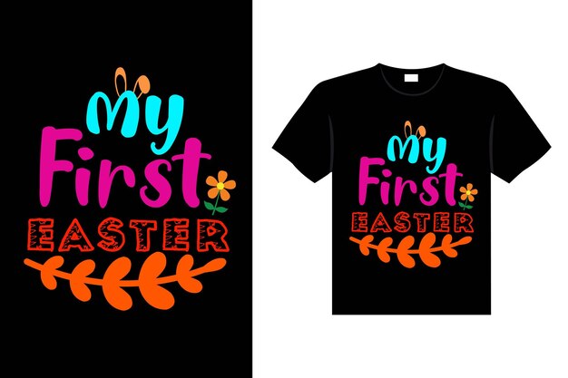 Easter day typography egg lettering t-shirt design holiday greeting cute bunny vector art