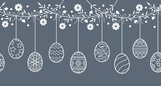 Easter day vintage color background banners wallpapers wrapping doodle style vector illustration