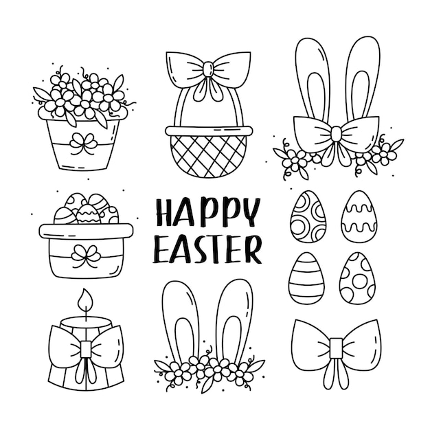 Easter design black elements set