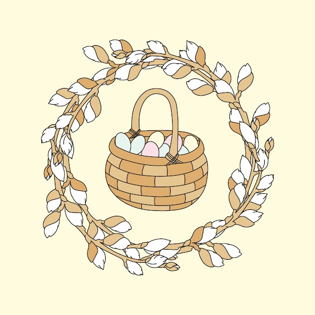 Vettore sogno di pasqua willow wreath holiday vector