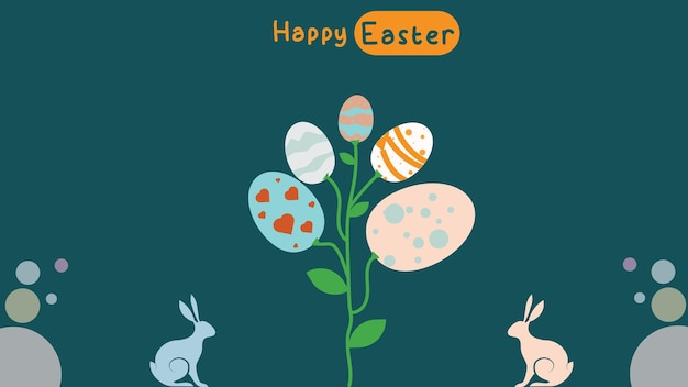 easter egg background isolated in green hand draw line rabbit suit for decoration banner wallpaper