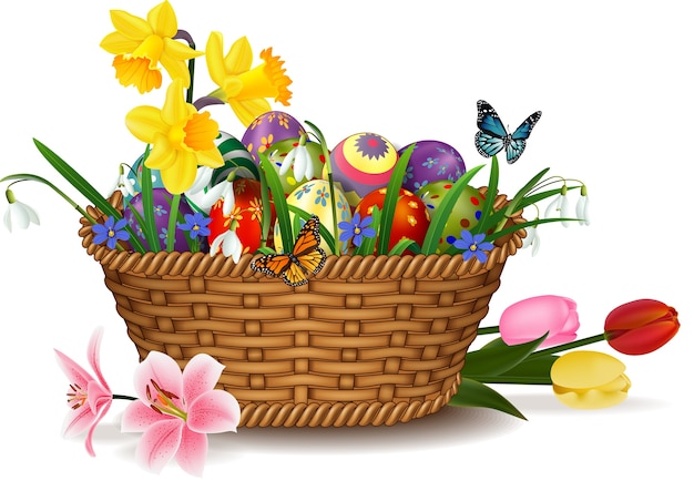 Easter egg in basket 