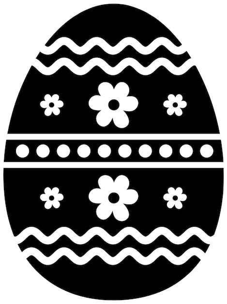 Вектор Черная декоративная икона пасхального яйца, изолированная на белом