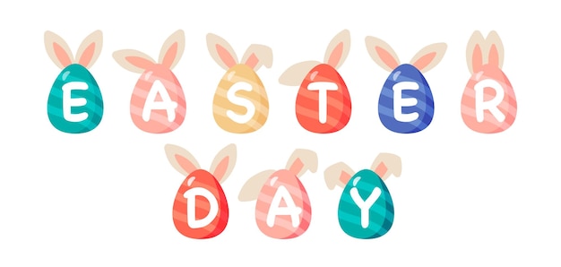 Easter egg and bunny ears typography design Easter logo type