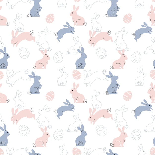 Vector easter egg and bunny seamless pattern