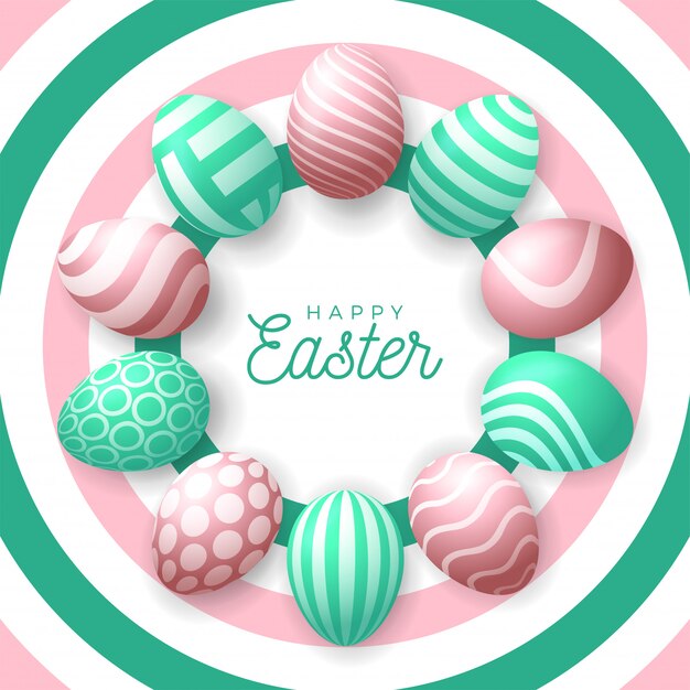 Easter egg circle, green and rose gold ornate