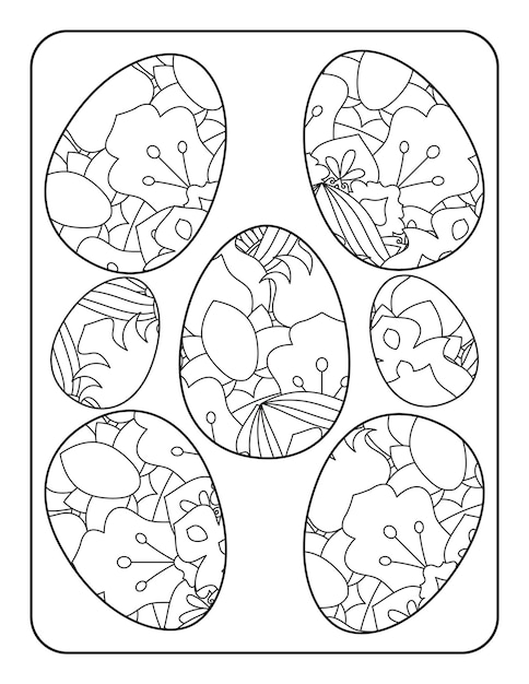 Vector easter egg coloring page easter bunny coloring page easter coloring page for adults and kids