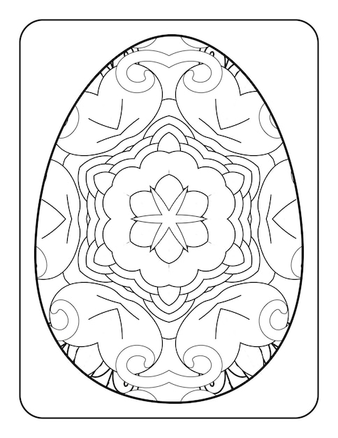 Easter egg coloring page Happy easter day coloring book page Coloring page for kids and adults