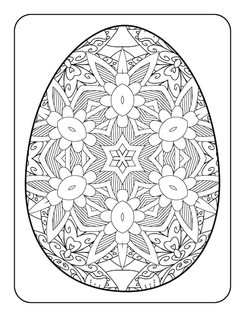 Easter egg coloring page Happy easter day coloring book page Coloring page for kids and adults