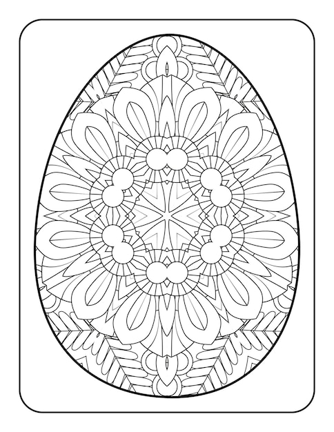 Easter egg coloring page Happy easter day coloring book page Coloring page for kids and adults