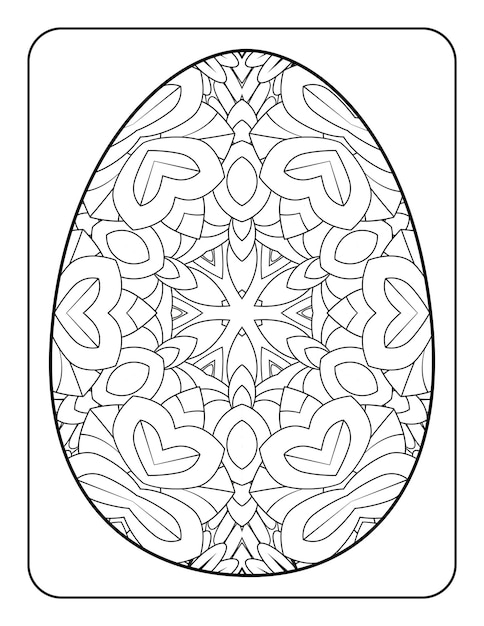 Easter egg coloring page Happy easter day coloring book page Coloring page for kids and adults