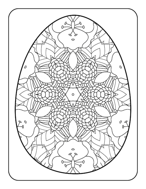 Easter egg coloring page Happy easter day coloring book page Coloring page for kids and adults