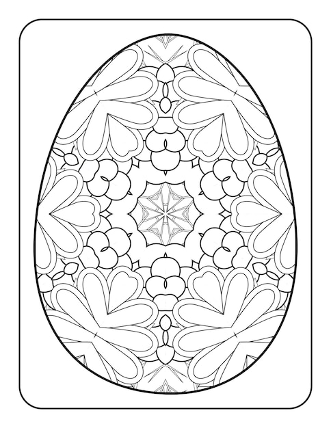 Easter egg coloring page Happy easter day coloring book page Coloring page for kids and adults