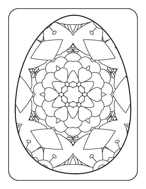 Easter egg coloring page Happy easter day coloring book page Coloring page for kids and adults