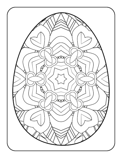 Easter egg coloring page Happy easter day coloring book page Coloring page for kids and adults