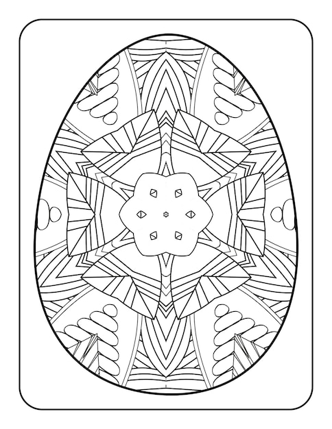 Easter egg coloring page Happy easter day coloring book page Coloring page for kids and adults