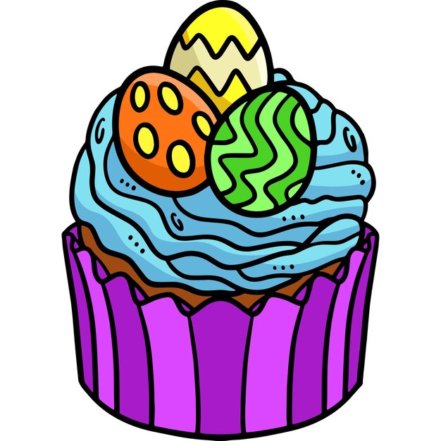 Easter egg cupcake cartoon colored clipart