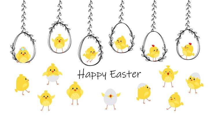 Vector easter egg decorative frame made of branches with flowers happy easter concept