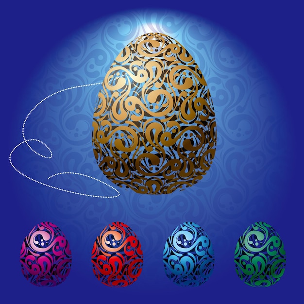 Easter egg design, abstract floral pattern background.