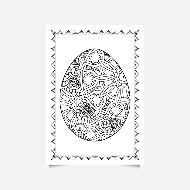 Easter egg doodle coloring book page coloring pages for children and adults on a white background