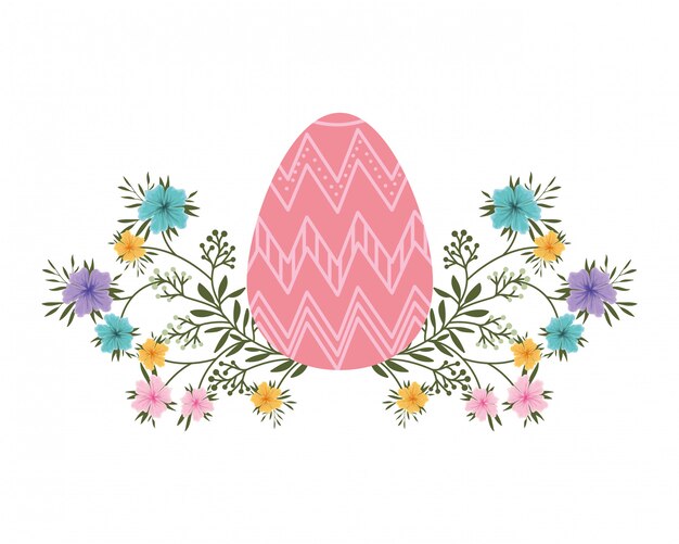 Easter egg flowers and leafs isolated icon