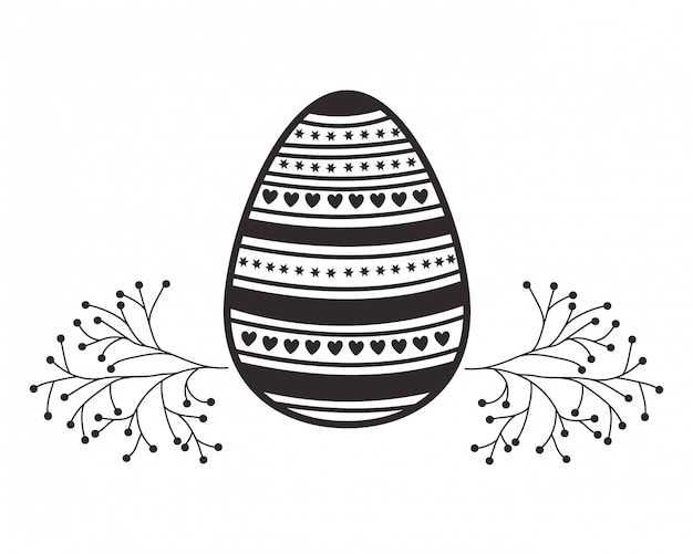 Easter egg flowers and leafs isolated icon