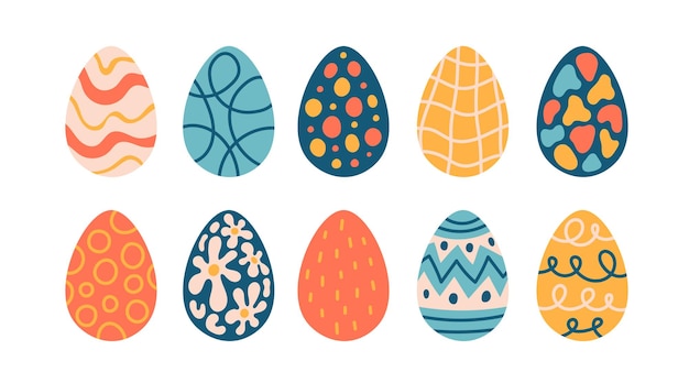 Easter egg hand drawn vector set