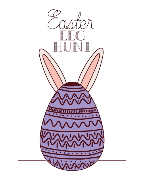 Easter egg hunt label with rabbit ears icon