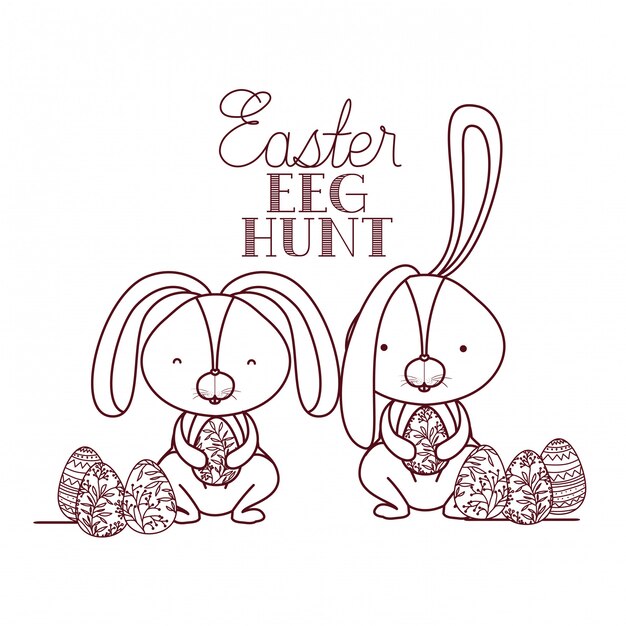 Easter egg hunt label with rabbit icon