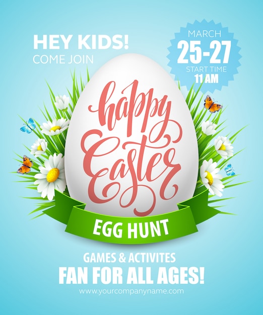 Vector easter egg hunt  poster.