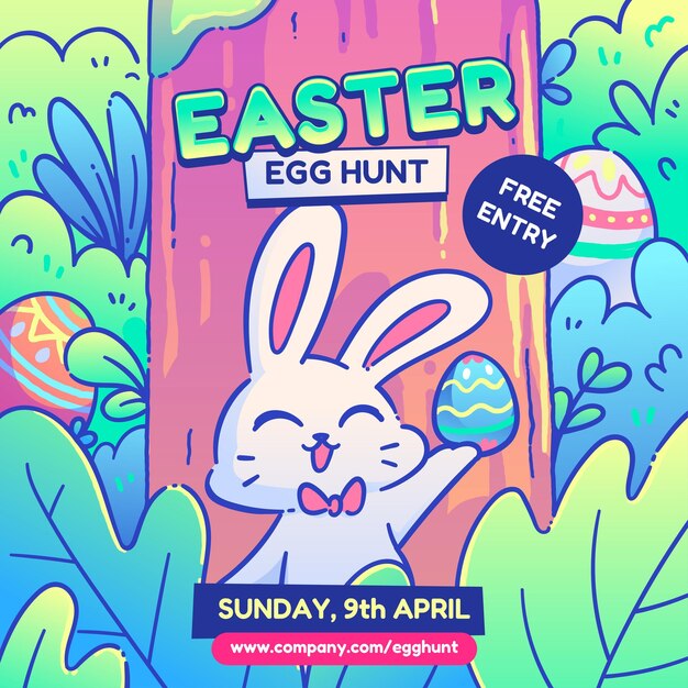 Vector easter egg hunt template event colorful