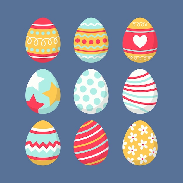 Easter Egg Icon Collection Set with Colorful Pattern