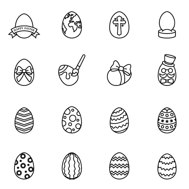 Vector easter egg icons set