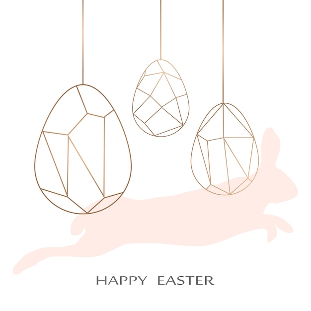 Easter egg and rabbit greeting card vector illustration