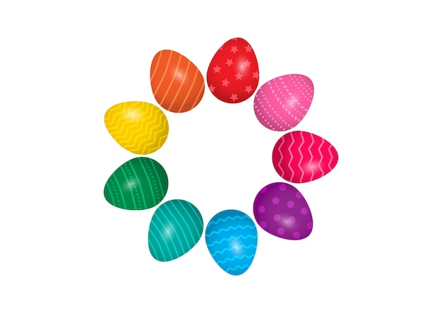 Uovo di pasqua arcobaleno vettore cerchio colorato set luminoso illustrazione delle vacanze