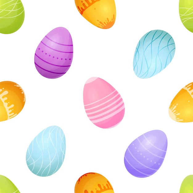 Easter egg seamless pattern festive colorful flat Bright color geometric endless gift wrapping paper design textile fabric spring tradition christian religion day joy weekend christ cartoon style