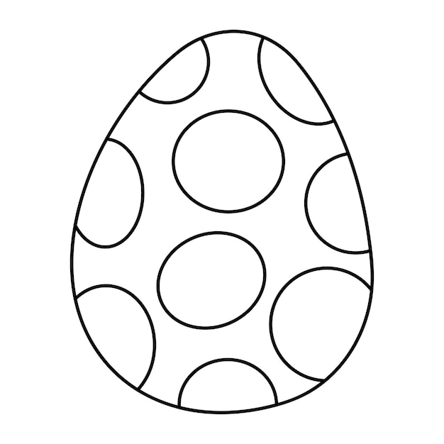 Easter egg in the style of a doodle in a oval Black and white vector illustration