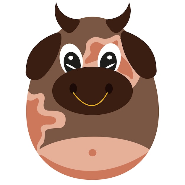 Vector easter egg template painted with animal motifs ie painted in the form of a brown bull for poster