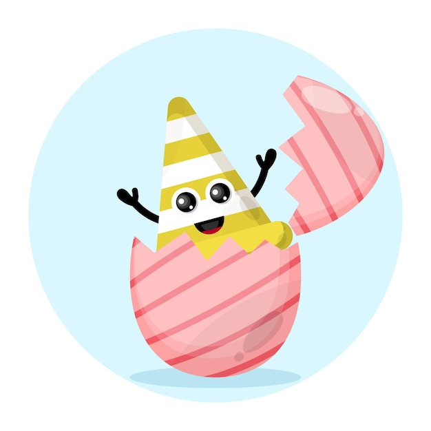 Easter egg traffic cone cute character logo