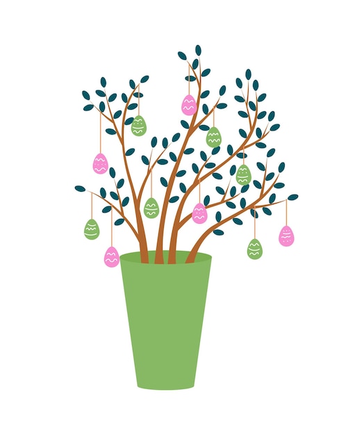 Easter egg tree semi-egale kleur vector-object