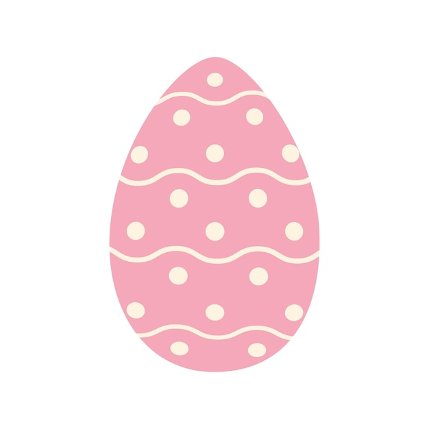 Easter egg in trendy pink with a simple pattern of wavy lines and dots Happy Easter Holiday EPS