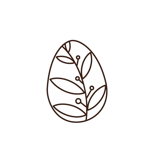 잎과 열매가 있는 식물 장식이 있는 부활절 달걀은 낙서 디자인 요소를 설명합니다.