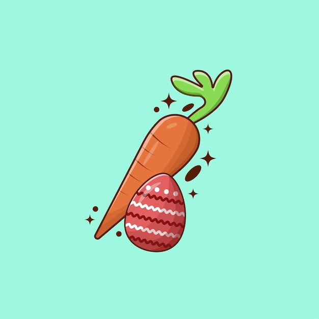 Uovo di pasqua con disegno vettoriale di carota