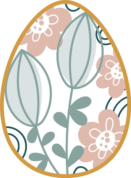 Vector easter egg with floral pattern
