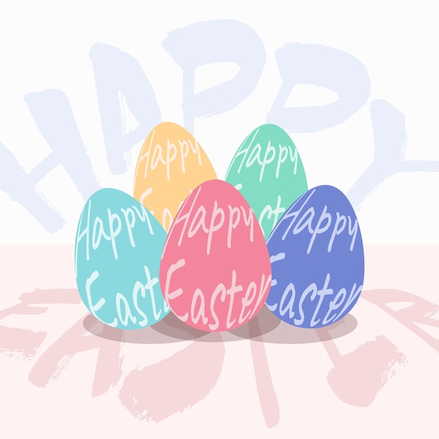 Пасхальное яйцо с нарисованным на нем текстом Happy Easter Поздравительная открытка с иллюстрацией кистью