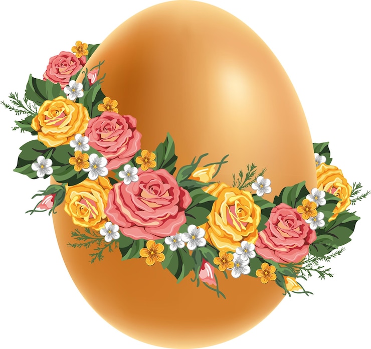Вектор easter egg in a wreath of flowers vintage style
